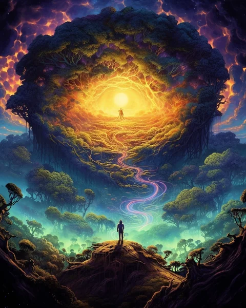 Surreal Person Above Tree Landscape