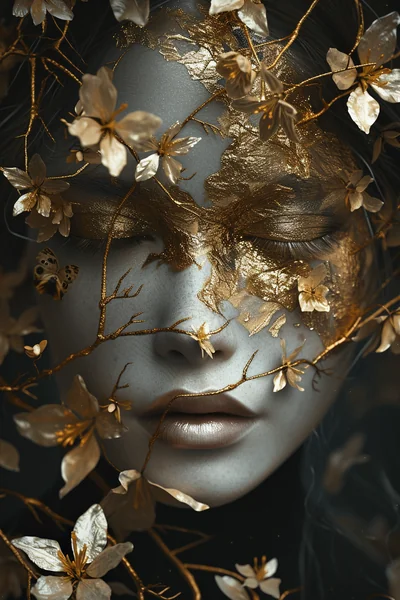 Golden Painted Woman Portrait