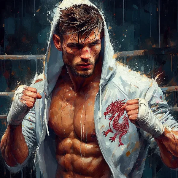 Epic Boxer Painting Action Scene