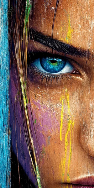 Colorful Woman Face Drawing