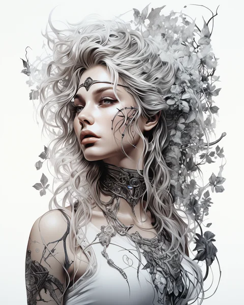 Fantasy Tattoo Black and White Art
