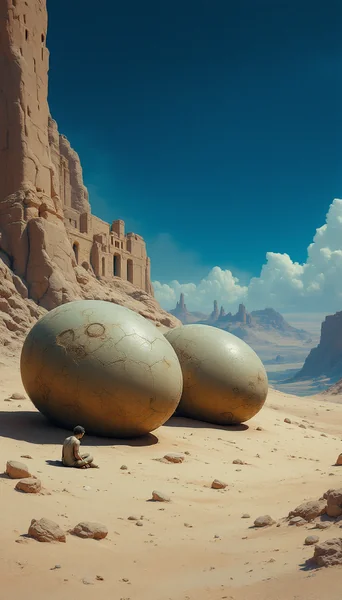 Desert Ruins Sci‑Fi Oil Painting