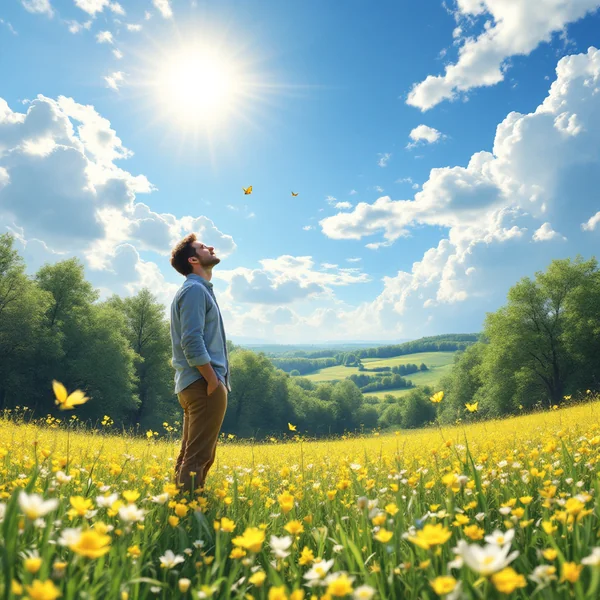 Bright Spring Meadow Landscape Art
