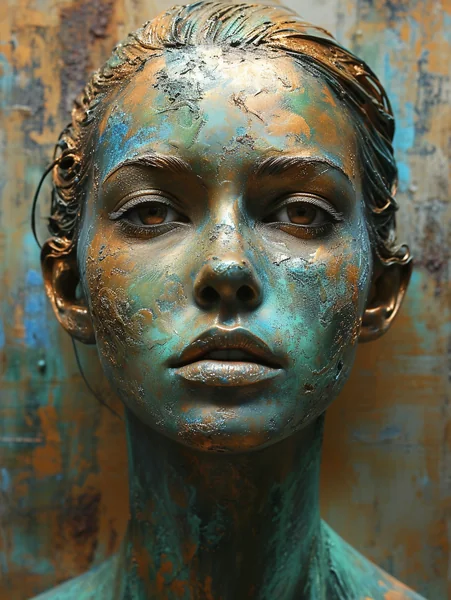 Metallic Woman Portrait Futurism