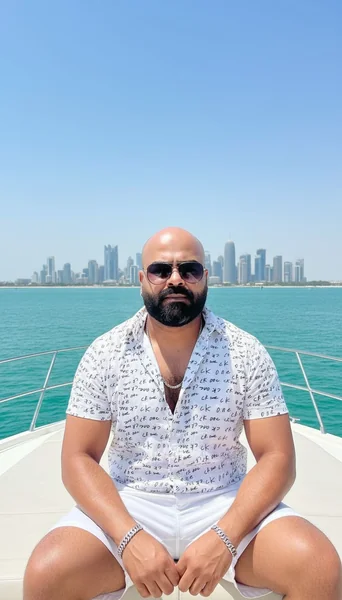 8K Ultra - Realistic Portrait of Stylish Young Man on Yacht