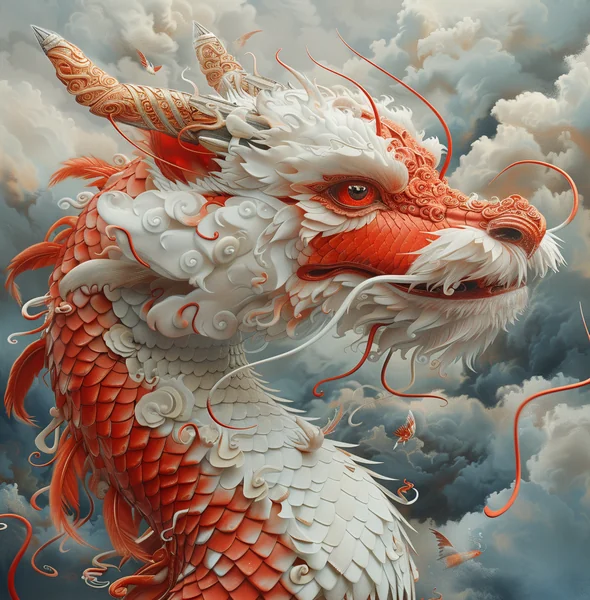 Red Dragon Storm Fantasy Art