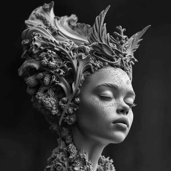 Sci-Fi Crowned Woman Sculpture