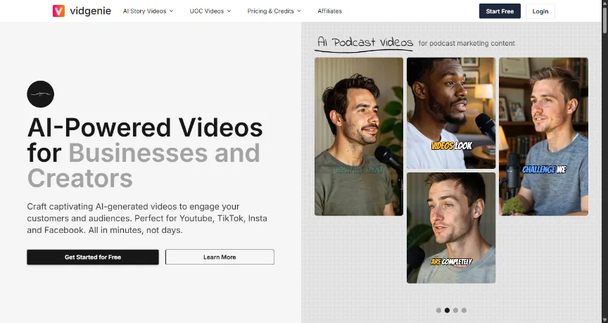 Vidgenie Dashboard UI