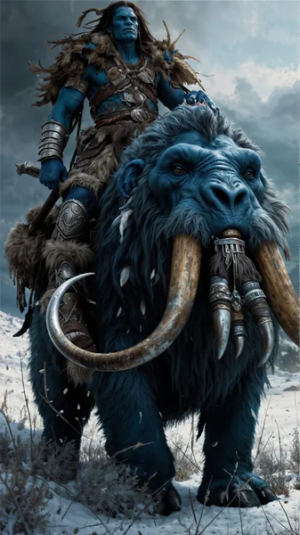 Orc Warrior Riding Mammoth