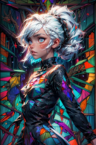 Stained Glass Dress Fantasy Portrait