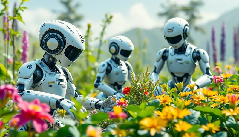 Nature Bio-Robots Planting & Harvesting | Vibrant Landscape