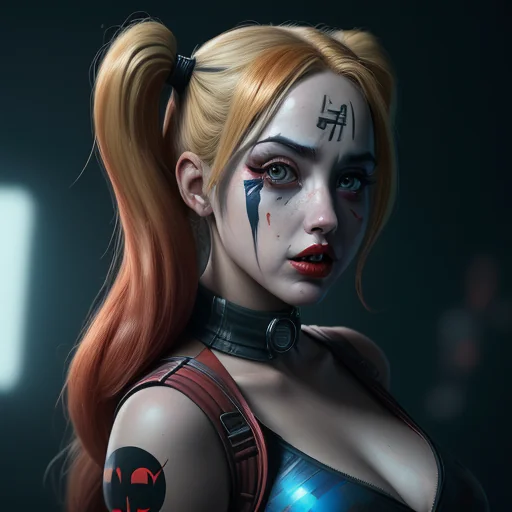 Harley Quinn Style Cinematic Portrait