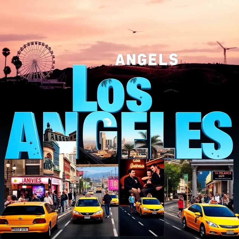 Los Angeles Cinematic Collage: Vibrant City Landmarks & Life