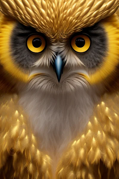 Cute Metallic Owl 3D Portrait