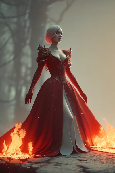 Burning Red Gown Fantasy Art
