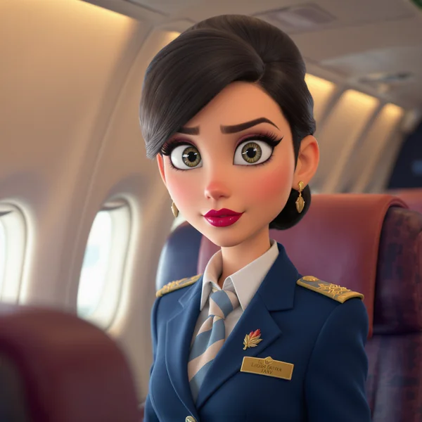 Animated Flight Attendant Scene