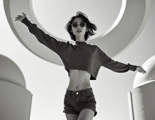 Monochrome High Fashion Jump Shot