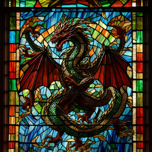 Stained Glass Chinese Dragon Artwork