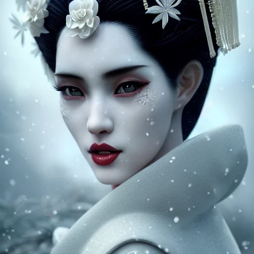 Geisha in Snow Cinematic Portrait