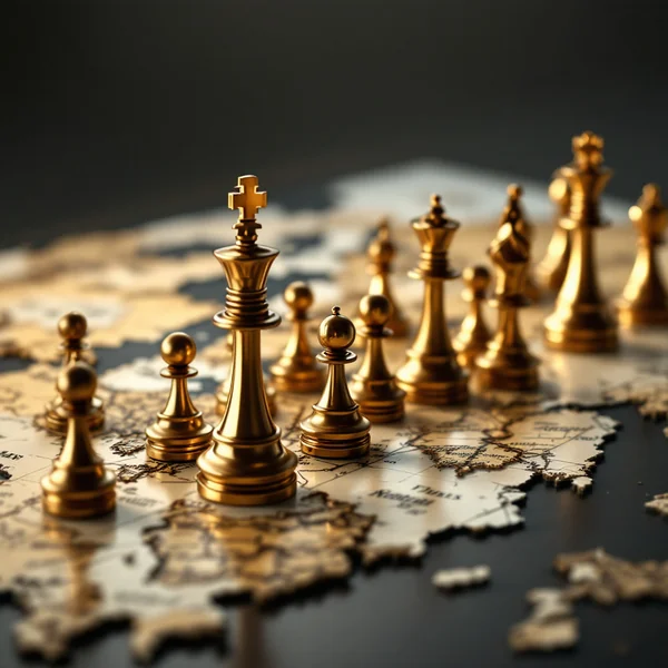 Golden Chess Strategy Still Life