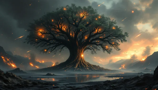 Apocalyptic War Tree Cinematic Art
