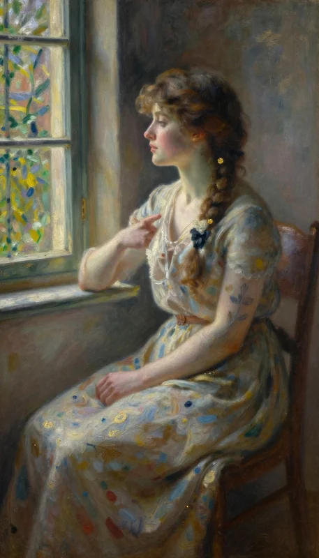 Beautiful Woman Oil Painting: Impressionist Light & Detail