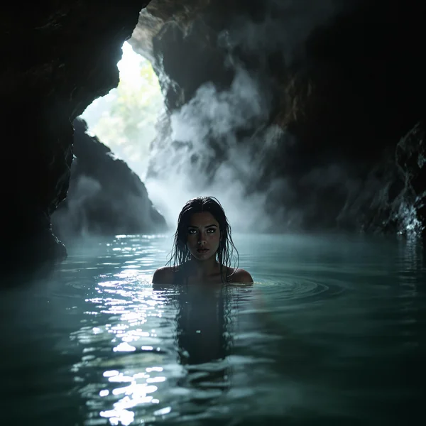 Cave Hot Spring Cinematic Scene