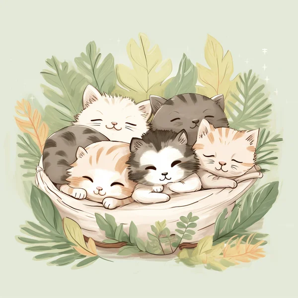 Cute Pets Mindfulness Illustration