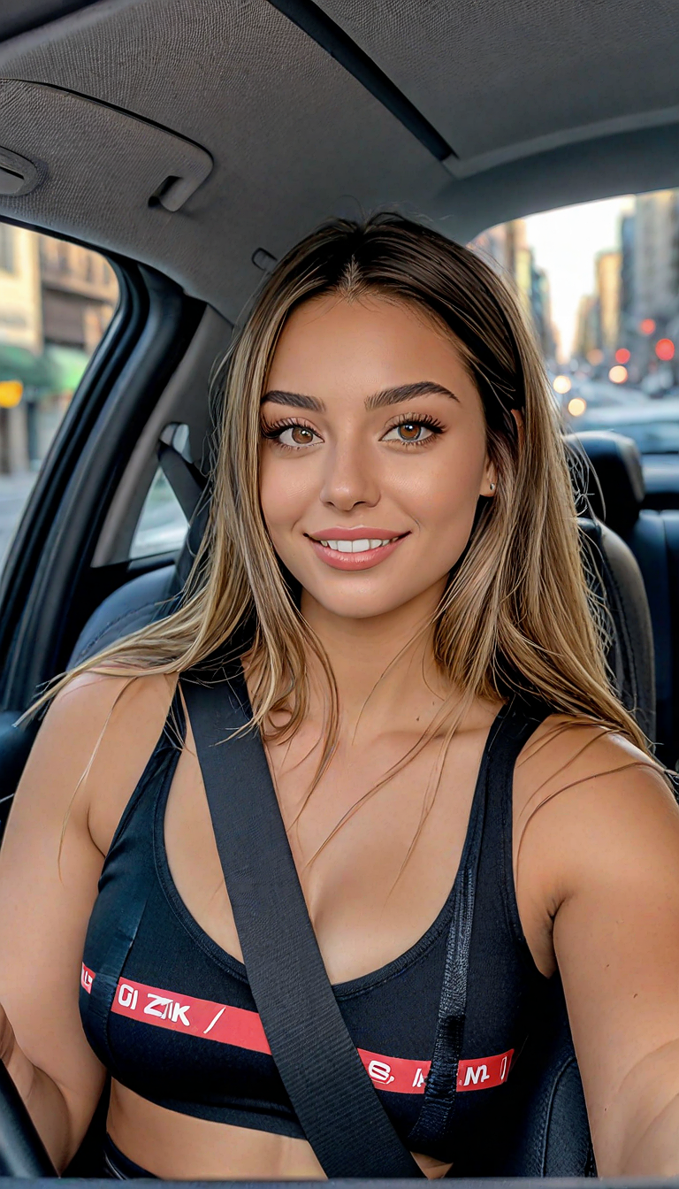 Aan Image Of A Young Woman. Tiktok Influencer, Sitting...