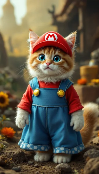 Cute Cat Mario Costume Photo
