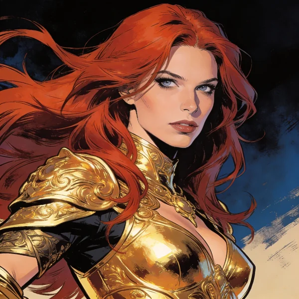 Golden Red Hair Fantasy Portrait