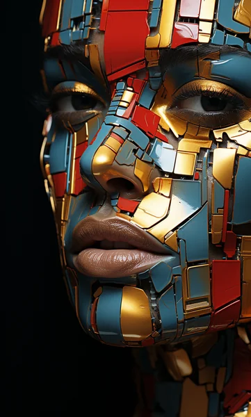 Futuristic Robot and Human Art