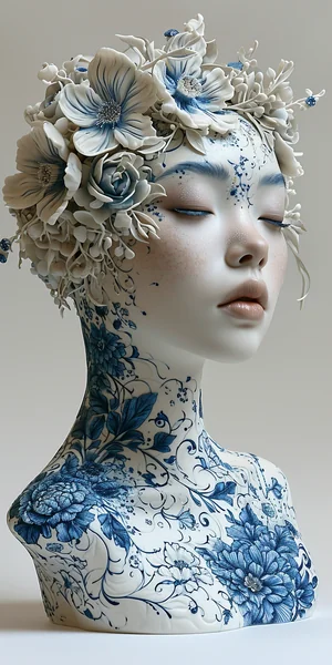 Porcelain Woman Surreal Portrait