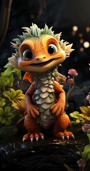 Pixar Style Cartoon Dragon Scene