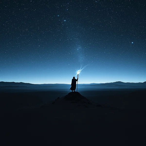 Minimalist Sci‑Fi Lone Figure Landscape