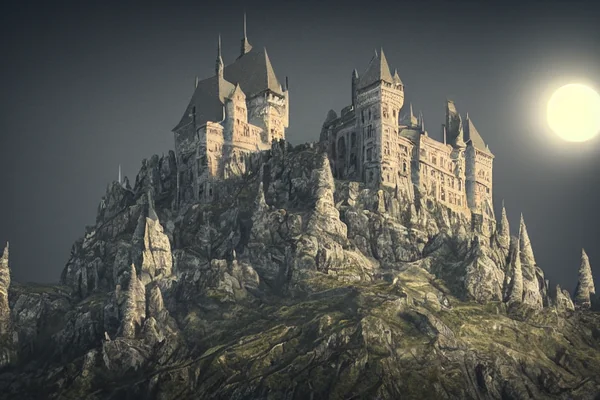 Gothic Castle Moonlight AI Art
