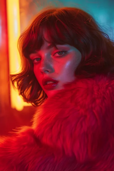 Hollywood Glamour Red Fur Coat