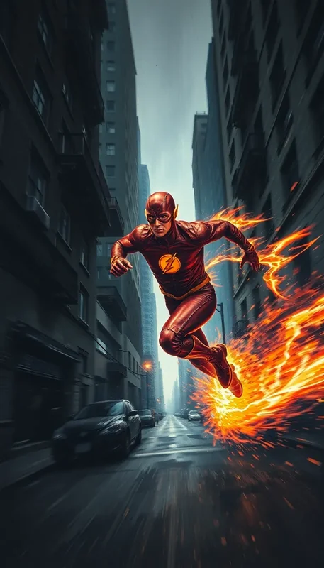 Textured Oil Painting: The Flash in Urban Motion