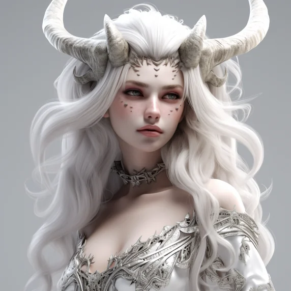 Angelic Girl with Silver Horns