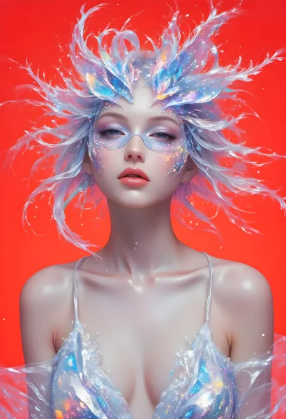 Icy Mask Woman Fantasy Portrait