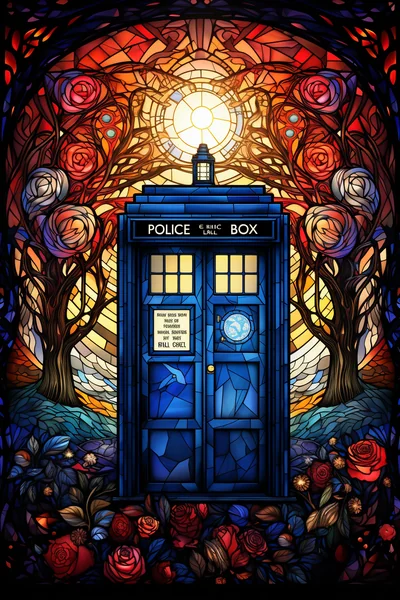 Stained Glass TARDIS Illustration