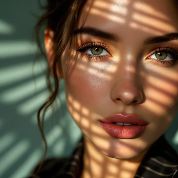 Sunlight Through Blinds Beauty Portrait