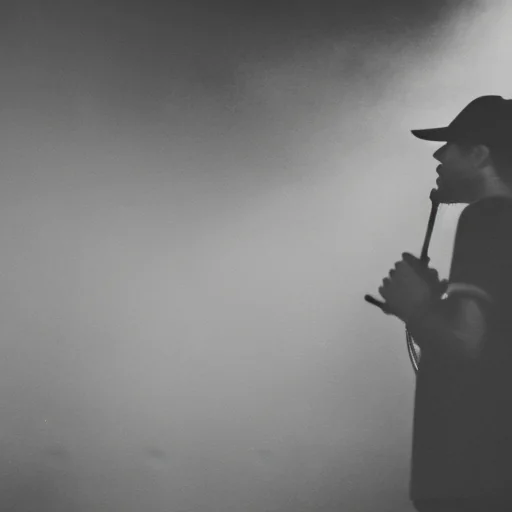 Black and White Rapper Concert Photo