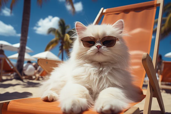 Kitten on Hammock Dreamy Beach Art