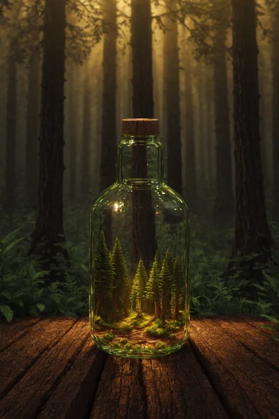 Forest Mini Town in Bottle Art