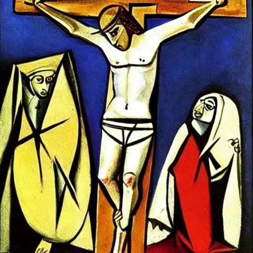 Picasso - Inspired Crucifixion Painting: Artistic Rendition