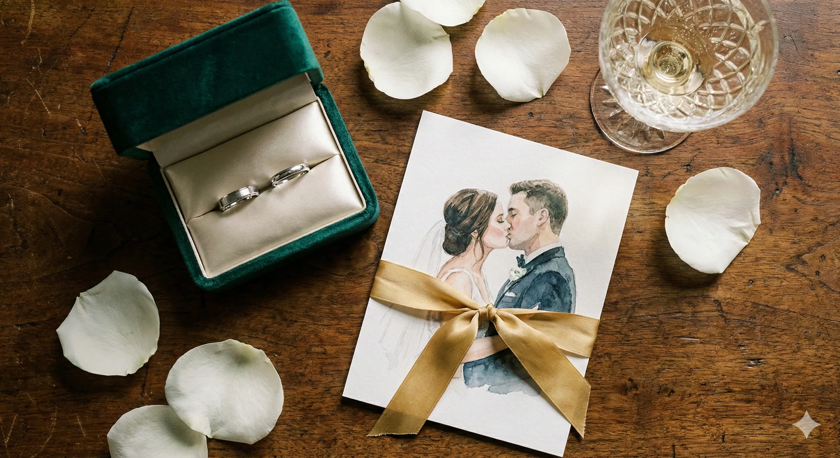 A Top-down "flat Lay" Of Exquisite Wedding Gifts. A...
