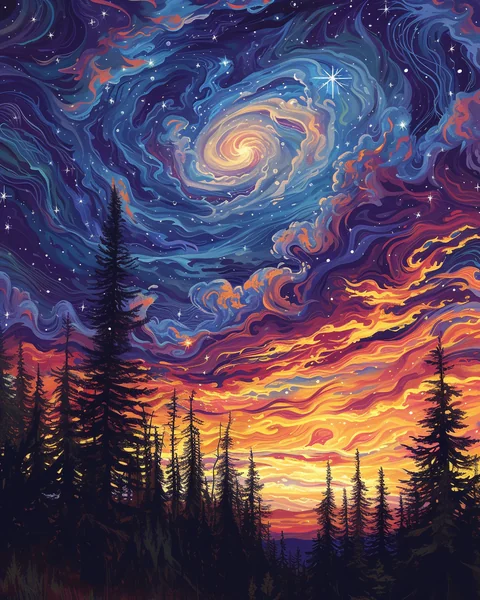 Psychedelic Evening Sky Landscape