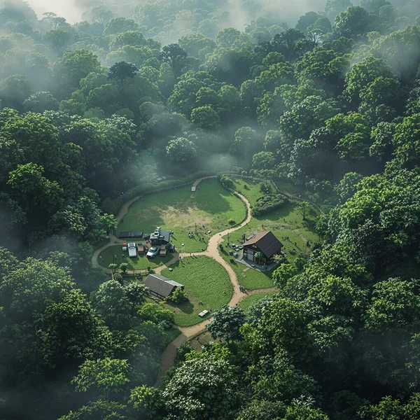 Jungle Enemy Base Drone Shot AI
