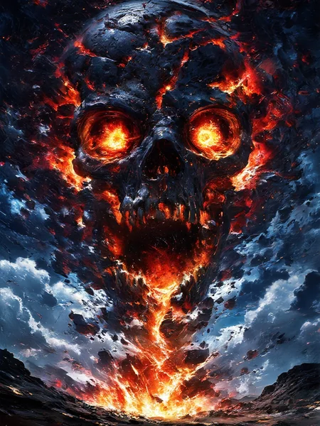 Giant Skull Fire Storm | Dark Fantasy Horror Art Video